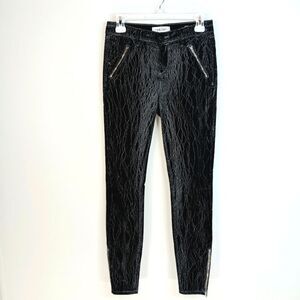 HABITUAL Women’s Black Silver Crackle Skinny Jeans 25 Moto Mobwife High Waisted